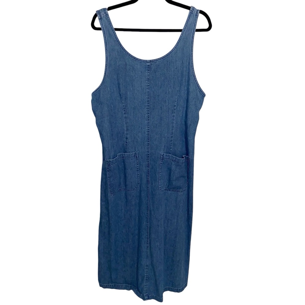 Vintage LL Bean Dress Womens 12 Petite Denim Blue Jean Overall Jumper Cottage